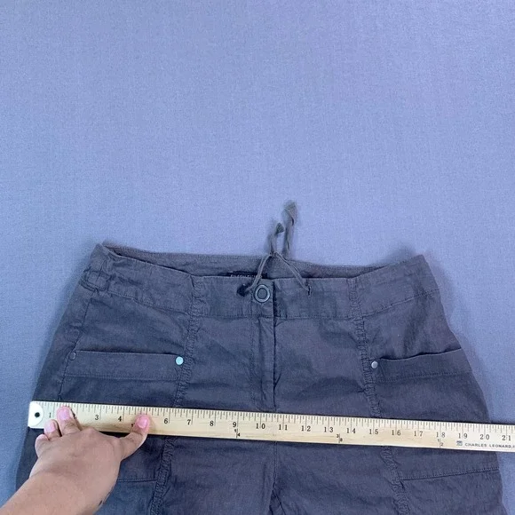 Eileen Fisher Pant Women 8 Gray Linen Cargo Taper Ankle Drawstring Stretch 32x24 - Picture 13 of 15